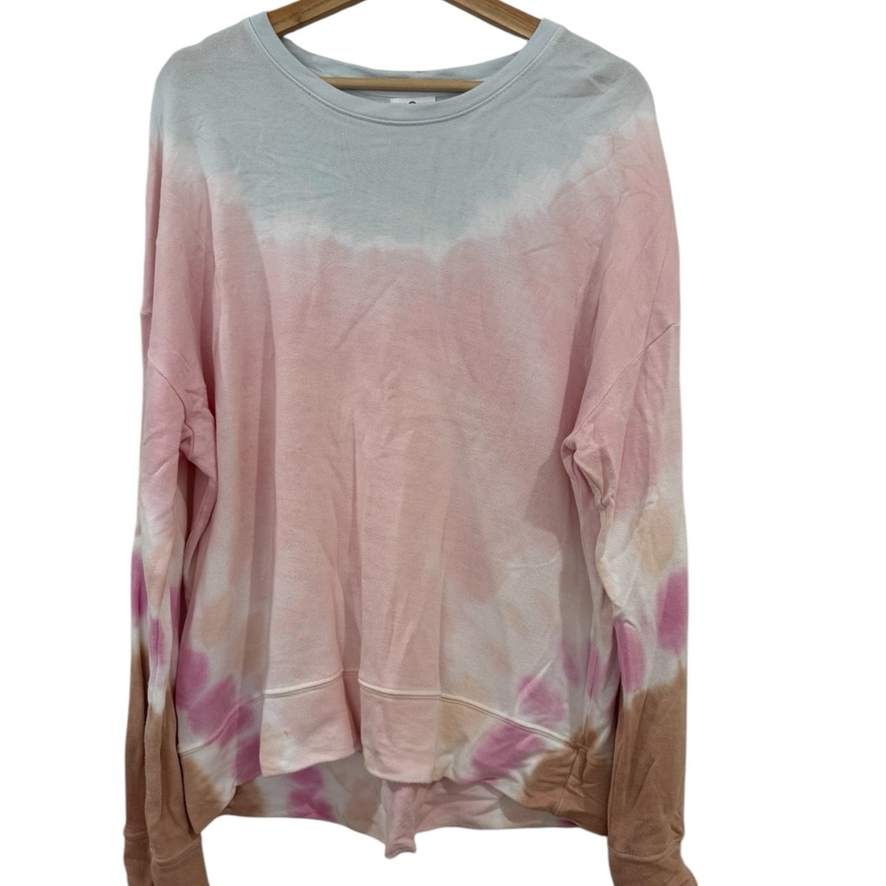 Pink and Brown Tie-Dye Women's Top